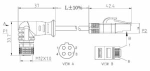 M12 Right Angle Female to RJ45 (Dwg)