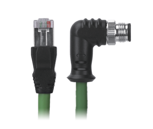 M12 Right Angle Male to RJ45 Cable, M12