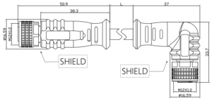 M12 Connector, Water Resistant, Female, Straight, Right Angle, Cable