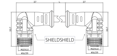 A M12 Cable Female Right Angle Connector Shielded Cable