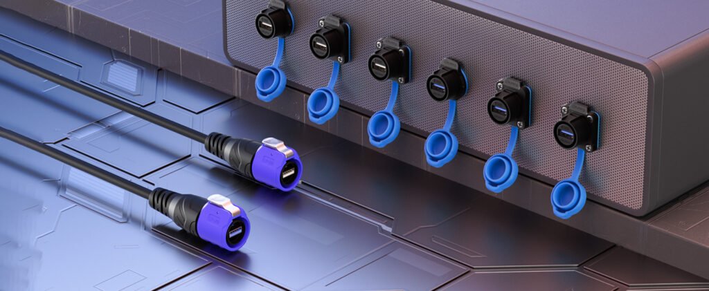 YU-USB2-JSX-01-003, USB 2.0 Female Socket Panel Mount Waterproof Connector