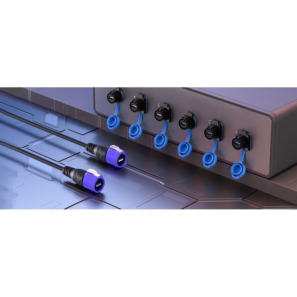 YU-USB2-JSX-01-003, USB 2.0 Female Socket Panel Mount Waterproof Connector