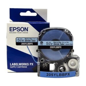 205YLBBPX — Epson LabelWorks 5mm 3/16" AWG 10-18 Black on Blue Shrink Tube 98"