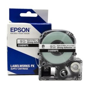 209IBWPX — Epson LabelWorks 9mm 3/8" x 30' Black on White PET Tape Strong Adhesive
