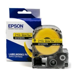 221STBYPX — Epson LabelWorks 21mm 7/8" AWG 0000-1 Black on Yellow Shrink Tube 98"
