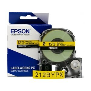 212BYPX — Epson LabelWorks 12mm 1/2" x 30' Black on Yellow PET Tape