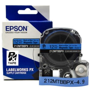 212MTBBPX-4.9 — Epson LabelWorks 12mm 1/2" x 4.92' Black on Blue Magnet Tape