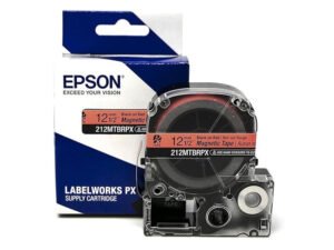 212MTBRPX-4.9 — Epson LabelWorks 12mm 1/2" x 4.92' Black on Red Magnet Tape