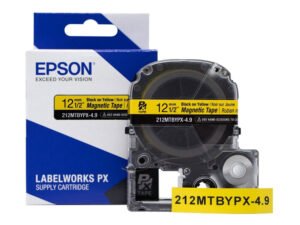 212MTBYPX-4.9 — Epson LabelWorks 12mm 1/2" x 4.92' Black on Yellow Magnet Tape