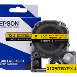 212MTBYPX-4.9 — Epson LabelWorks 12mm 1/2" x 4.92' Black on Yellow Magnet Tape