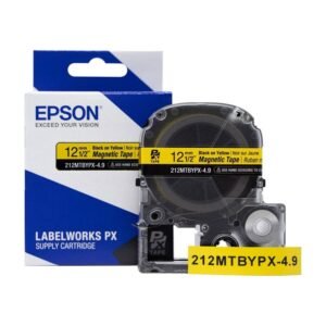212MTBYPX-4.9 — Epson LabelWorks 12mm 1/2" x 4.92' Black on Yellow Magnet Tape