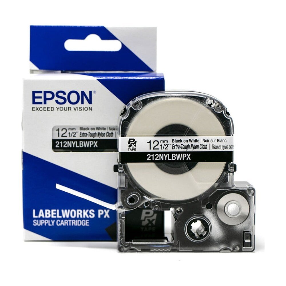 12MM 1/2" x 19' BLACK ON WHITE EXTRA-TOUGH NYLON TAPE