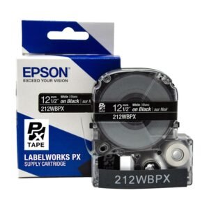 212WBPX — Epson LabelWorks 12mm 1/2" x 30' White on Black PET Tape