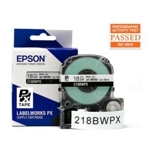 218BWPX — Epson LabelWorks 18mm 3/4" x 30' Black on White PET Tape