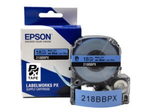 218BBPX — Epson LabelWorks 18mm 3/4" x 30' Black on Blue PET Tape