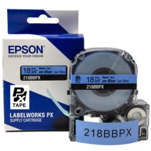 218BBPX — Epson LabelWorks 18mm 3/4" x 30' Black on Blue PET Tape