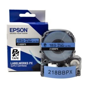 218BBPX — Epson LabelWorks 18mm 3/4" x 30' Black on Blue PET Tape
