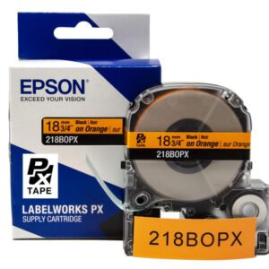 218BOPX — Epson LabelWorks 18mm 3/4" x 30' Black on Orange PET Tape