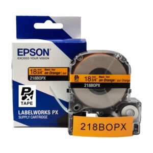 218BOPX — Epson LabelWorks 18mm 3/4" x 30' Black on Orange PET Tape