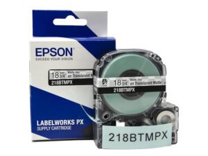 218BTMPX — Epson LabelWorks 18mm 3/4" x 30' Black on Translucent Matte PET Tape