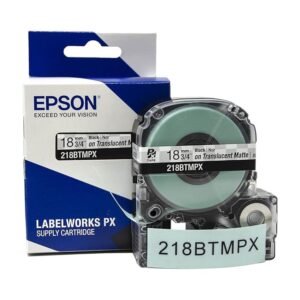 218BTMPX — Epson LabelWorks 18mm 3/4" x 30' Black on Translucent Matte PET Tape