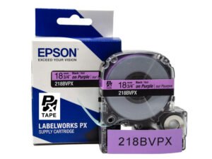 218BVPX — Epson LabelWorks 18mm 3/4" x 30' Black on Purple PET Tape