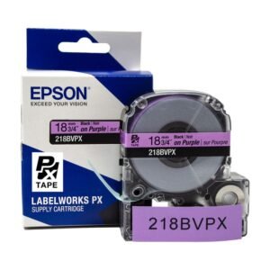 218BVPX — Epson LabelWorks 18mm 3/4" x 30' Black on Purple PET Tape