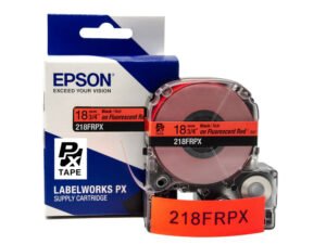 218FRPX — Epson LabelWorks 18mm 3/4" x 30' Black on Fluorescent Red PET Tape