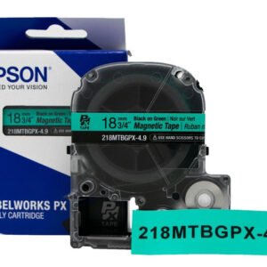 218MTBGPX-4.9 — Epson LabelWorks 18mm 3/4" x 4.9' Black on Green Magnet Tape