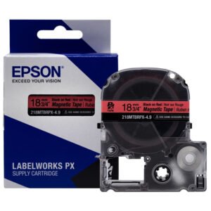 218MTBRPX-4.9 — Epson LabelWorks 18mm 3/4" x 4.9' Black on Red Magnet Tape