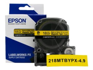 218MTBYPX-4.9 — Epson LabelWorks 18mm 3/4" x 4.9' Black on Yellow Magnet Tape