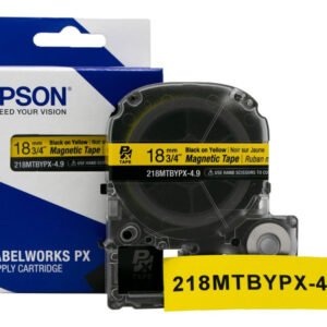 218MTBYPX-4.9 — Epson LabelWorks 18mm 3/4" x 4.9' Black on Yellow Magnet Tape