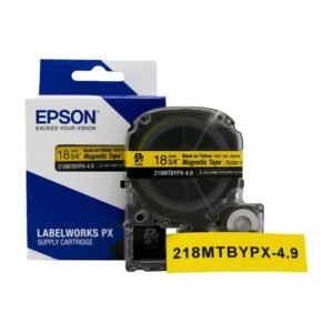 218MTBYPX-4.9 — Epson LabelWorks 18mm 3/4" x 4.9' Black on Yellow Magnet Tape