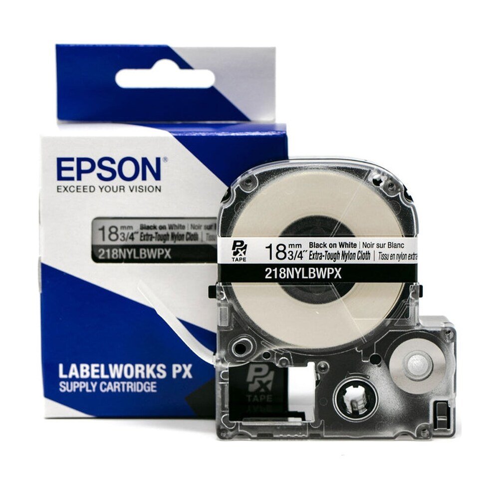 18MM 3/4" x 19' BLACK ON WHITE EXTRA-TOUGH NYLON TAPE