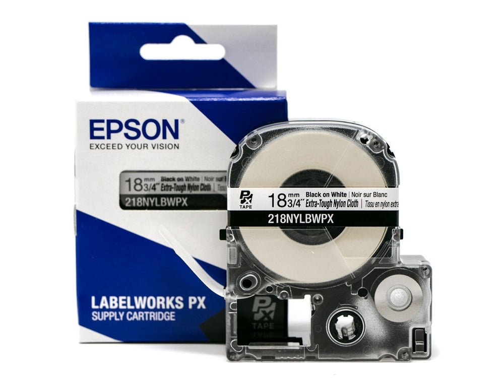 18MM 3/4" x 19' BLACK ON WHITE EXTRA-TOUGH NYLON TAPE