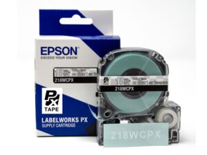 218WCPX — Epson LabelWorks 18mm 3/4" x 30' White on Clear PET Tape
