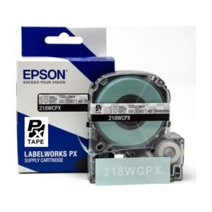 218WCPX — Epson LabelWorks 18mm 3/4" x 30' White on Clear PET Tape