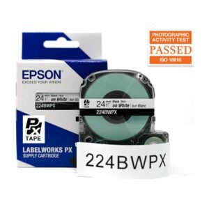 224BWPX — Epson LabelWorks 24mm 1" x 30' Black on White PET Tape