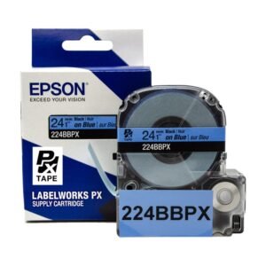 224BBPX — Epson LabelWorks 24mm 1" x 30' Black on Blue PET Tape