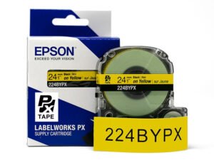224BYPX — Epson LabelWorks 24mm 1" x 30' Black on Yellow PET Tape