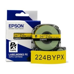 224BYPX — Epson LabelWorks 24mm 1" x 30' Black on Yellow PET Tape