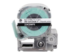 224CBWPX — Epson LabelWorks 24mm 1" Die-Cut Circle PET Tape 180/Roll