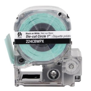 224CBWPX — Epson LabelWorks 24mm 1" Die-Cut Circle PET Tape 180/Roll