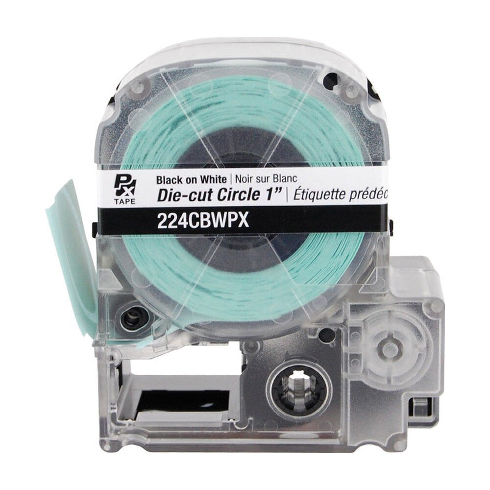 224CBWPX — Epson LabelWorks 24mm 1" Die-Cut Circle PET Tape 180/Roll