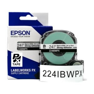 224IBWPX — Epson LabelWorks 24mm 1" x 30' Black on White PET Tape Strong Adhesive