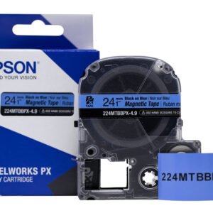 224MTBBPX-4.9 — Epson LabelWorks 24mm 1" x 4.9' Black on Blue Magnet Tape
