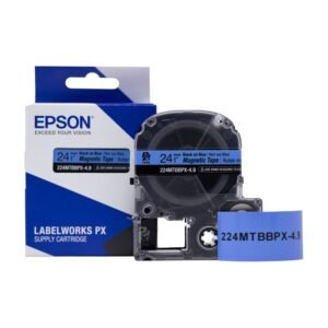 224MTBBPX-4.9 — Epson LabelWorks 24mm 1" x 4.9' Black on Blue Magnet Tape
