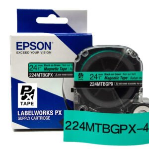 224MTBGPX-4.9 — Epson LabelWorks 24mm 1" x 4.9' Black on Green Magnet Tape