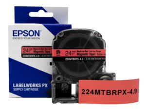 224MTBRPX-4.9 — Epson LabelWorks 24mm 1" x 4.9' Black on Red Magnet Tape