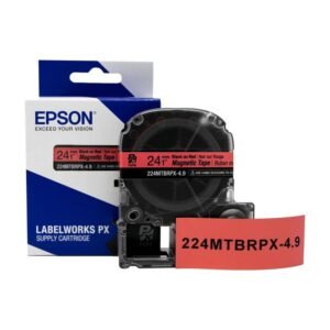 224MTBRPX-4.9 — Epson LabelWorks 24mm 1" x 4.9' Black on Red Magnet Tape